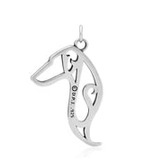 Doberman Pinscher Pendant Head Design in Sterling Silver Back Side View.