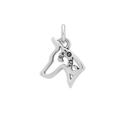 Doberman Pinscher Pendant Head Design in Sterling Silver Back Side View.