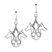 Doberman Pinscher Earrings Double Head Design in Sterling Silver in French Hook.