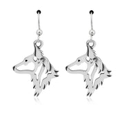 Dutch Shepherd Earrings Head Design in Sterling Silver in French Hook.