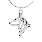 Dutch Shepherd Necklace Head Design in Sterling Silver on Box Chain.