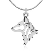 Dutch Shepherd Necklace Head Design in Sterling Silver on Snake Chain.