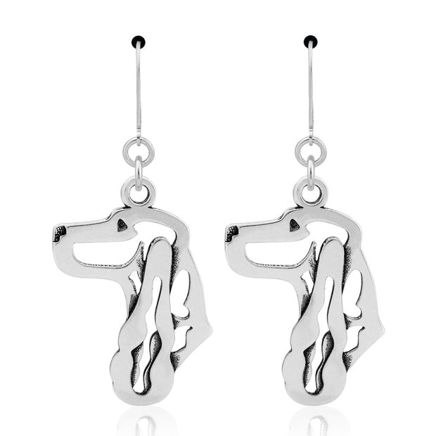 English Cocker Spaniel Earrings Head Design in Sterling Silver in Leverback.