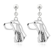 English Springer Spaniel Clip-On Earrings Head Design in Sterling Silver.