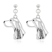 English Springer Spaniel Earrings Head Design in Sterling Silver in Dangle Post.