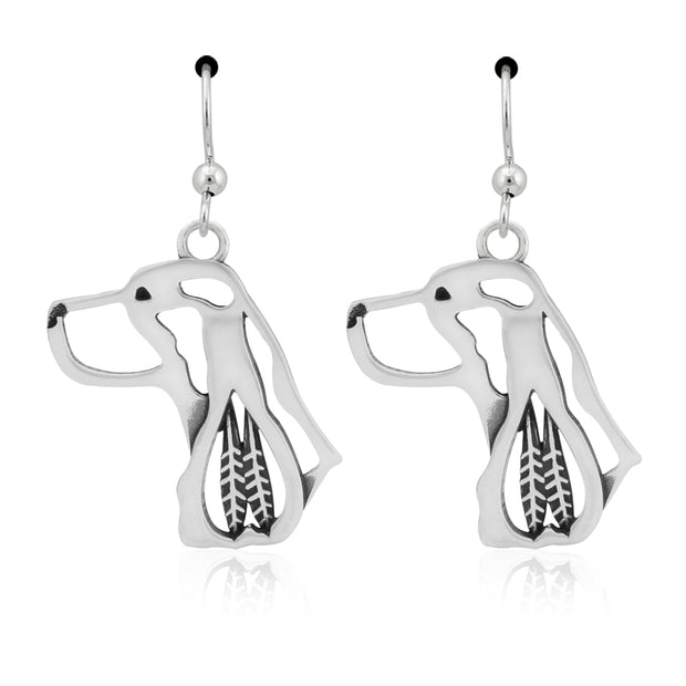 English Springer Spaniel Earrings Head Design in Sterling Silver in French Hook.