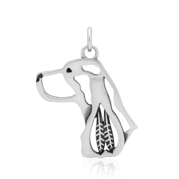 English Springer Spaniel Pendant Head Design in Sterling Silver.