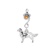 Crystal Flat-Coated Retriever Necklace, w/Duck