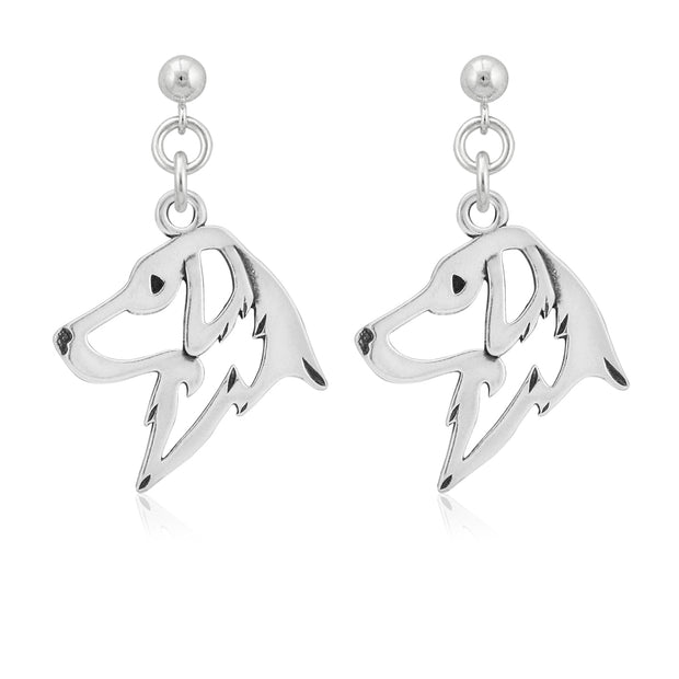 Sterling Silver Flat-Coated Retriever Earrings