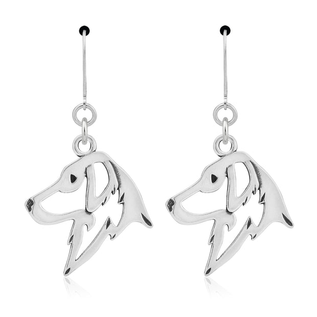 Sterling Silver Flat-Coated Retriever Earrings