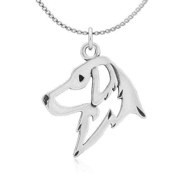 Flat-Coated Retriever Pendant Necklace in Sterling Silver