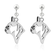 French Bulldog Clip-On Earrings Head Design in Sterling Silver.