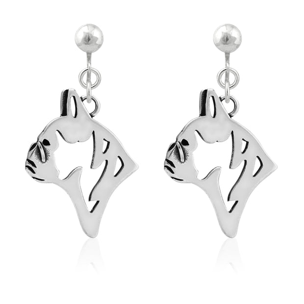 Sterling Silver French Bulldog Earrings