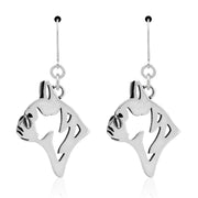 French Bulldog Earrings Head Design in Sterling Silver in Leverback.