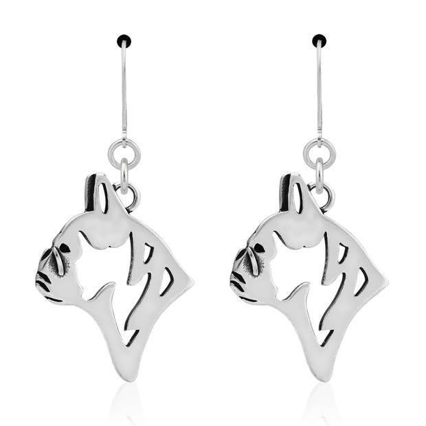 Sterling Silver French Bulldog Earrings