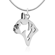 French Bulldog Necklace Head Design in Sterling Silver on Snake Chain.