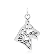 German Shepherd Pendant Head Design in Sterling Silver Back Side View.