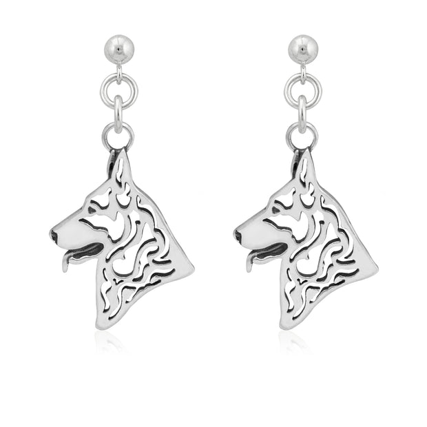 Sterling Silver German Shepherd Earrings