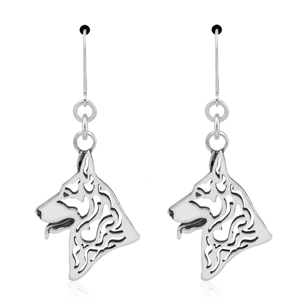 Sterling Silver German Shepherd Earrings