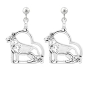 German Shepherd Heart Clip-On Earrings in Sterling Silver.