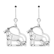 German Shepherd Heart Earrings in Sterling Silver in Leverback.