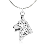 German Shepherd Dog Pendant Necklace in Sterling Silver