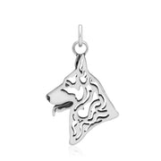 German Shepherd Pendant Head Design in Sterling Silver.