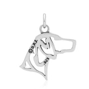 German Shorthaired Pointer Pendant Head Design in Sterling Silver Back Side View.