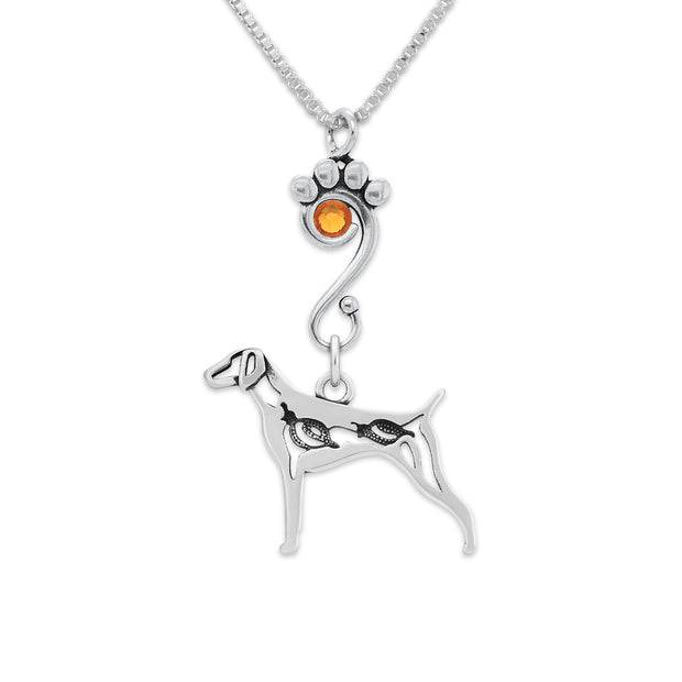 Crystal German Shorthaired Pointer w/Quail Necklace, Body