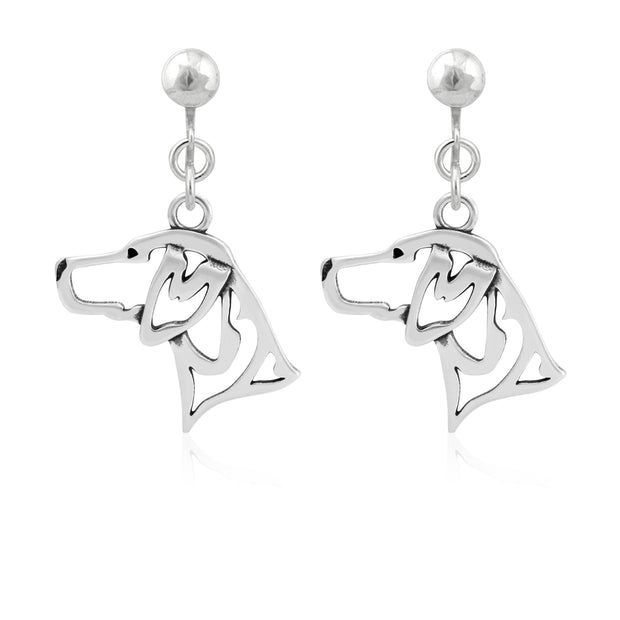 German Shorthaired Pointer Clip-On Earrings Head Design in Sterling Silver.