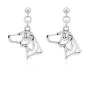 German Shorthaired Pointer Earrings Head Design in Sterling Silver in Dangle Post.