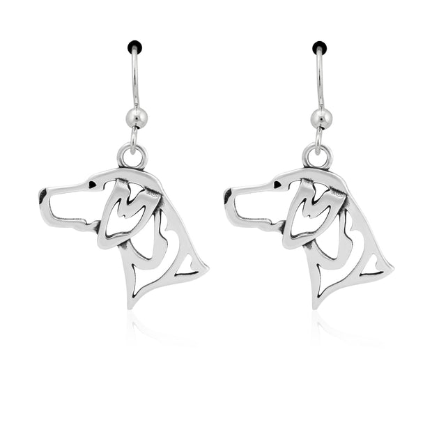 German Shorthaired Pointer Earrings Head Design in Sterling Silver in French Hook.