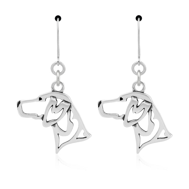 German Shorthaired Pointer Earrings Head Design in Sterling Silver in Leverback.