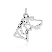 German Wirehaired Pointer Pendant Head Design in Sterling Silver Back Side View.