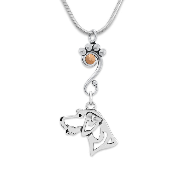 Crystal German Wirehaired Pointer Necklace, Head