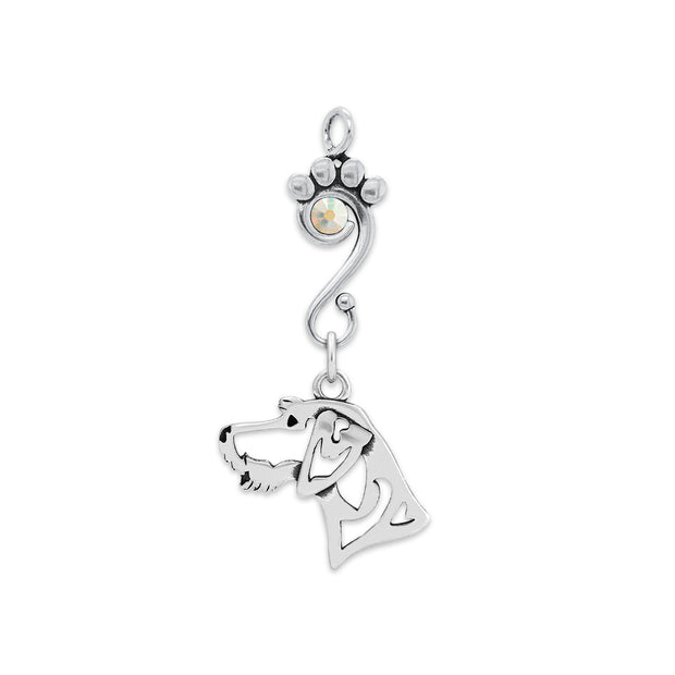 Crystal German Wirehaired Pointer Necklace, Head