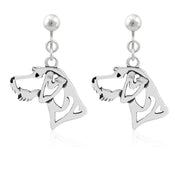 German Wirehaired Pointer Clip-On Earrings Head Design in Sterling Silver.