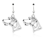 German Wirehaired Pointer Earrings Head Design in Sterling Silver in French Hook.