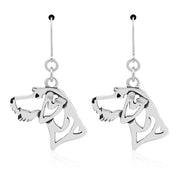 German Wirehaired Pointer Earrings Head Design in Sterling Silver in Leverback.