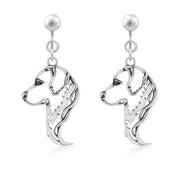 Golden Retriever Clip-On Earrings Head Design in Sterling Silver.