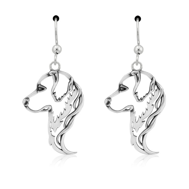 Golden Retriever Earrings Head Design in Sterling Silver in French Hook.