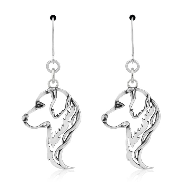 Golden Retriever Earrings Head Design in Sterling Silver in Leverback.