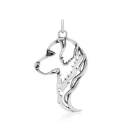 Golden Retriever Pendant Head Design in Sterling Silver.