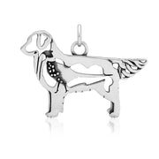 Golden Retriever Pendant Body Design with Pheasant in Sterling Silver.