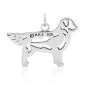 Sterling Silver Golden Retriever Necklace, w/Pheasant