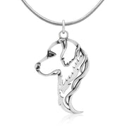 Golden Retriever Necklace Head Design in Sterling Silver on Snake Chain.