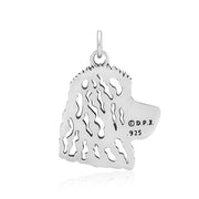 Goldendoodle Pendant Head Design in Sterling Silver Back Side View.