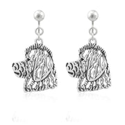 Goldendoodle Clip-On Earrings Head Design in Sterling Silver.