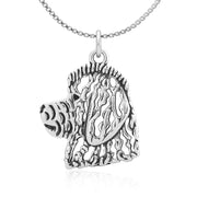 Goldendoodle Necklace Head Design in Sterling Silver on Box Chain.