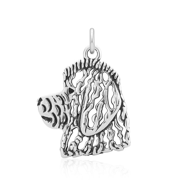 Goldendoodle Pendant Head Design in Sterling Silver.